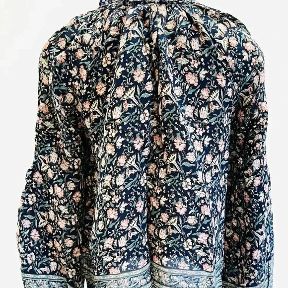 LUCKY BRAND Women Long Sleeve Pullover Keyhole Neck Floral Shirt Top Sz Medium - Picture 5 of 12